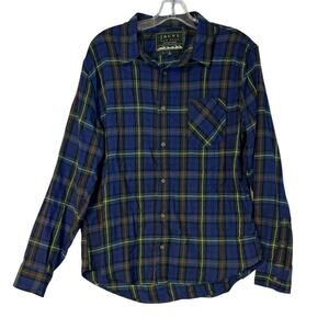 Jachs‎ New York Men's Recycled Flannel Blue/Green Shirt Large Gorpcore Classic